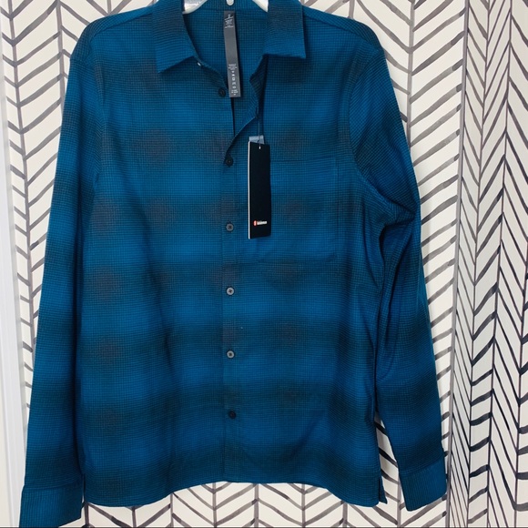 🔸 lululemon masons peak flannel plaid shirt blue - Picture 3 of 8
